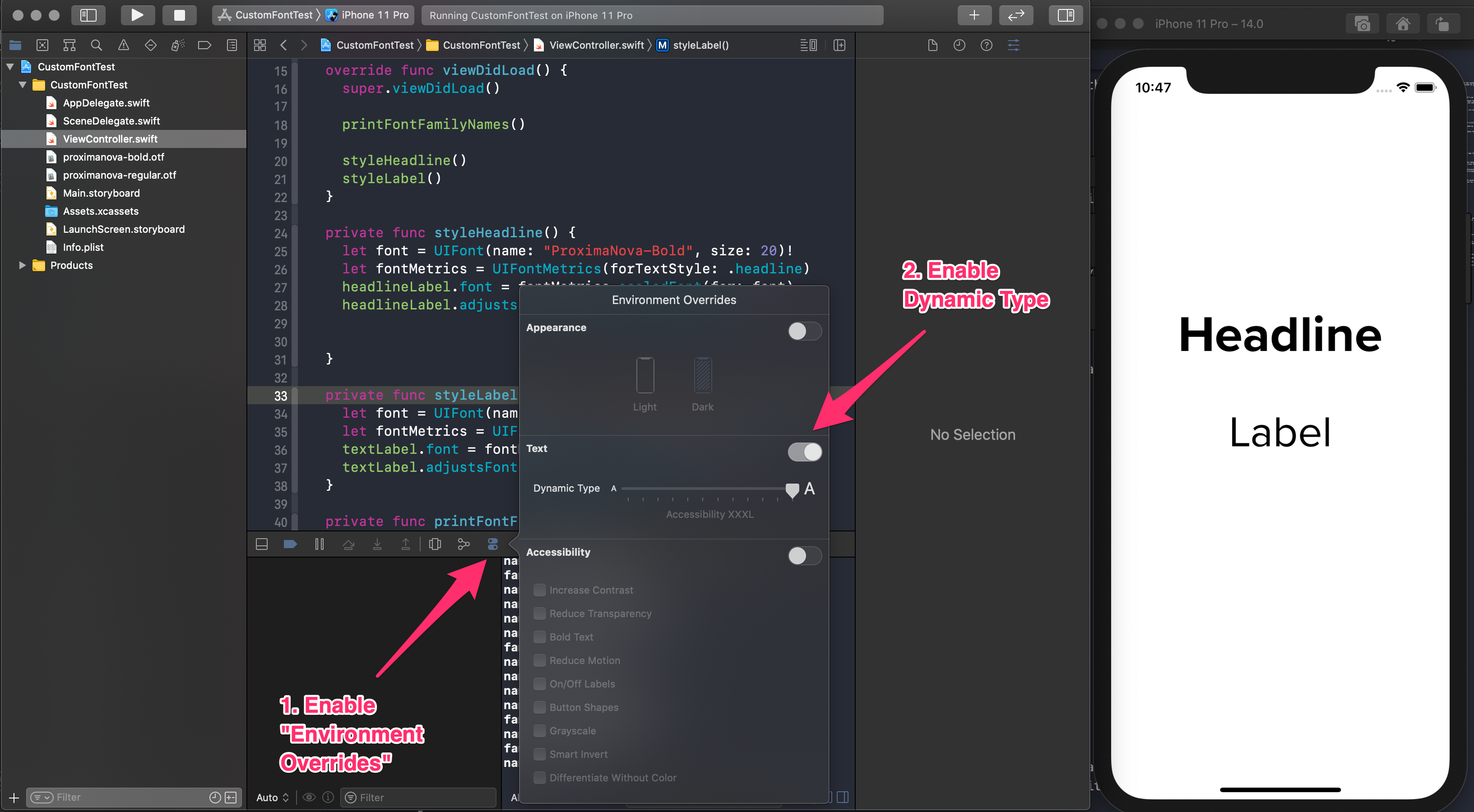 Enable Dynamic Type in Xcode Environment OVerrides